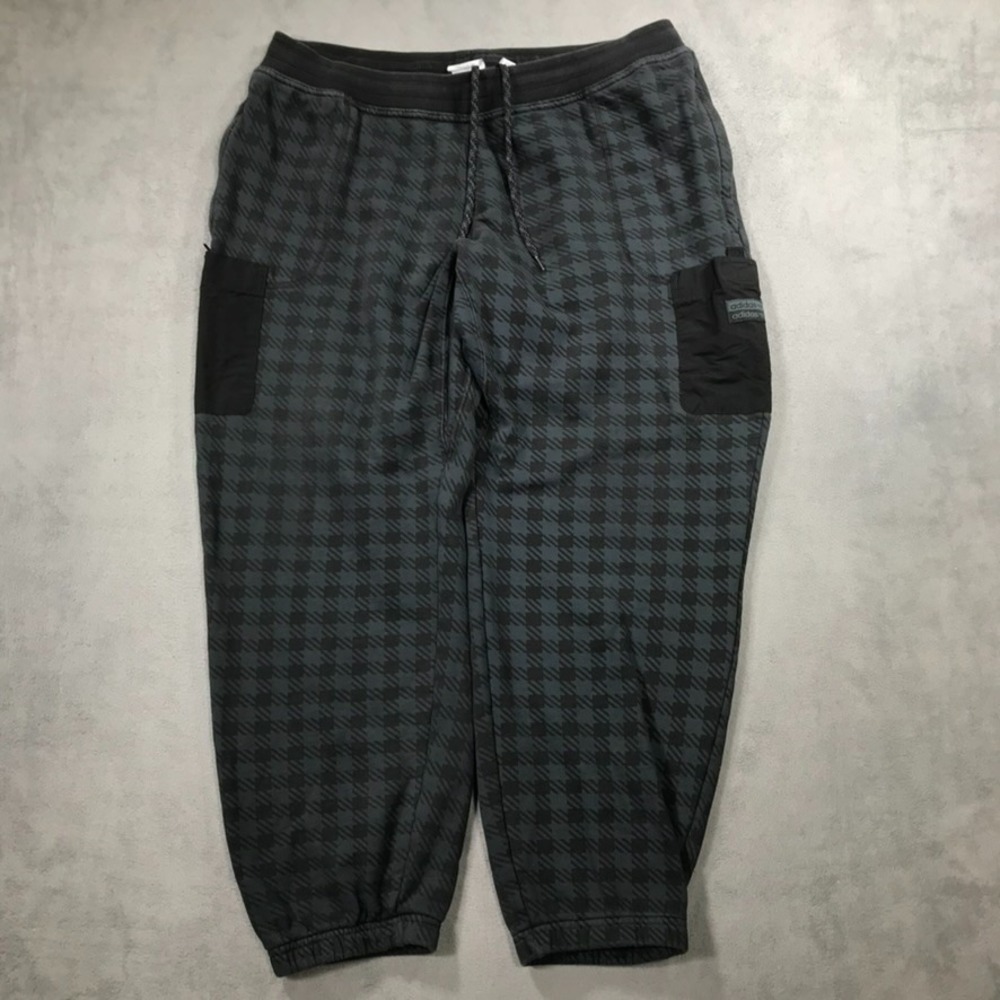 Adidas Sweatpants Joggers Mens 2XL XXL Blue Black Plaid R.Y.V. Reveal Your Voice